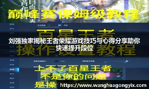 刘强独家揭秘王者荣耀游戏技巧与心得分享助你快速提升段位