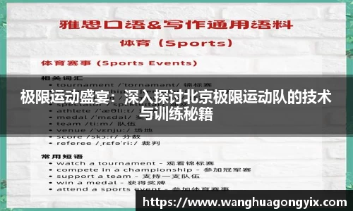 极限运动盛宴：深入探讨北京极限运动队的技术与训练秘籍