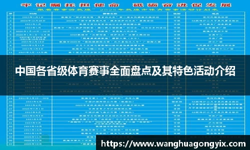 中国各省级体育赛事全面盘点及其特色活动介绍